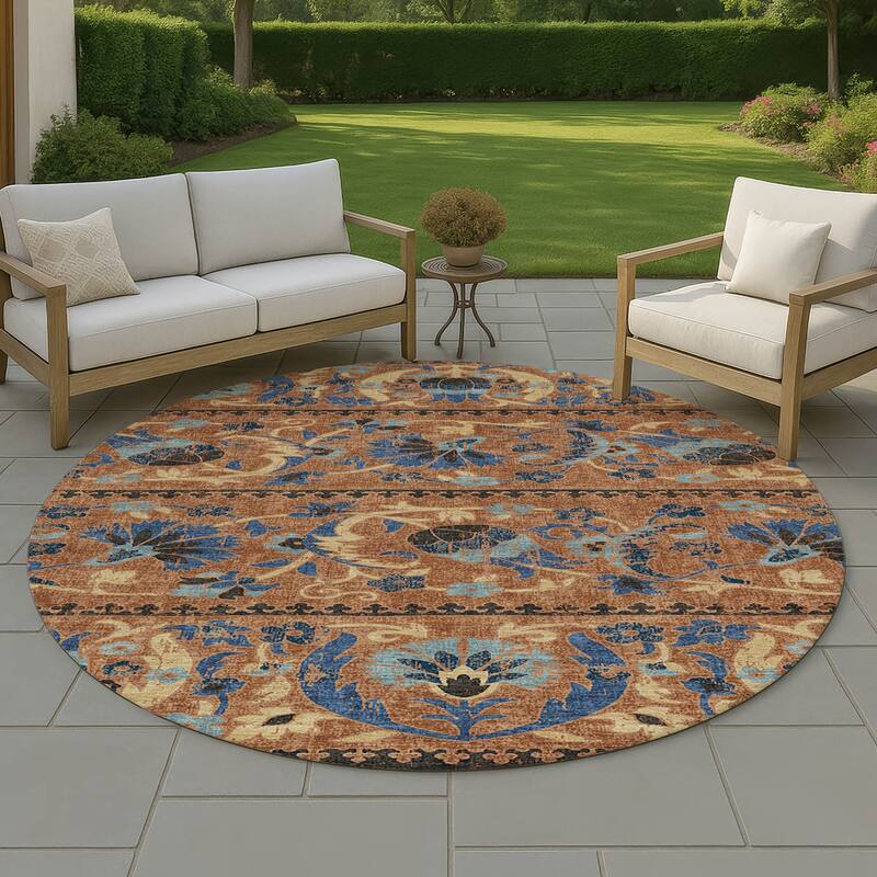 Machine Washable Indoor/ Outdoor Global Alix Chantille Rug - Paprika - 8' x 8'
