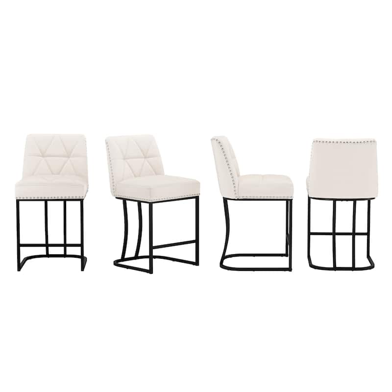 Modern 26.in Armless Barstool Metal Frame Low Back Counter Height Upholstered Bar Stool