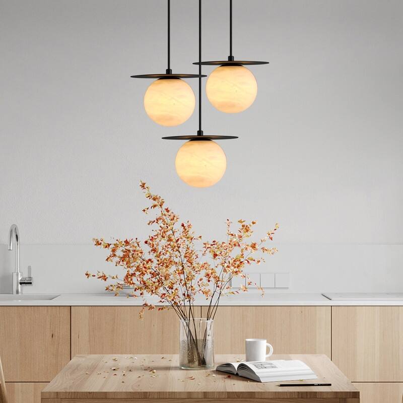 KAYLA Alabaster Pendant Light - Nordic Modern Brass Hanging Lamp