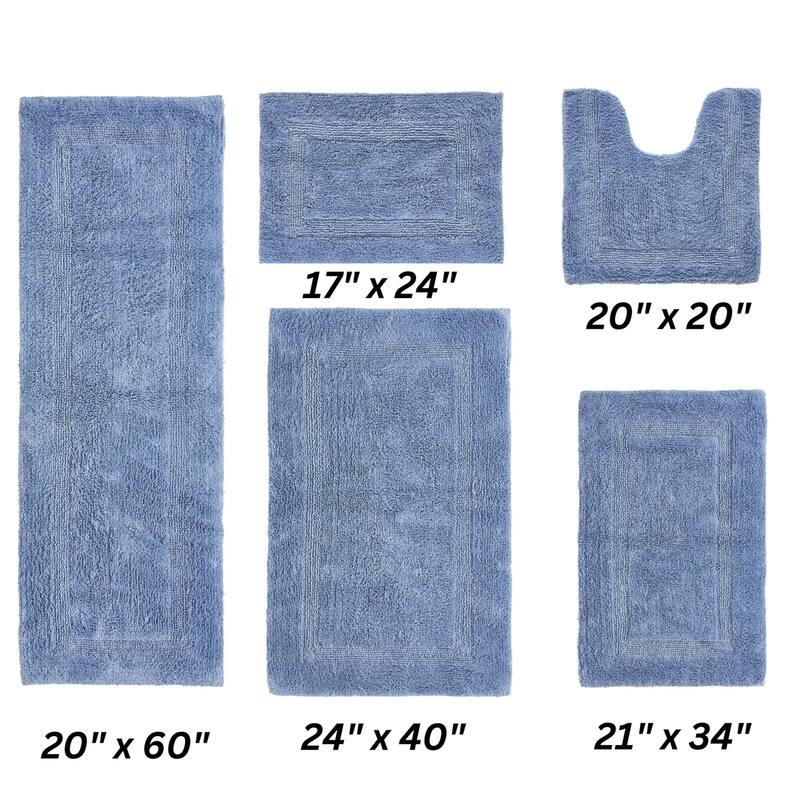 Better Trends Bath Rugs 100% Cotton Reversible Highly Water Absorbent Bathroom Rug for Shower, Sink, Bath Mats - Lux Collection