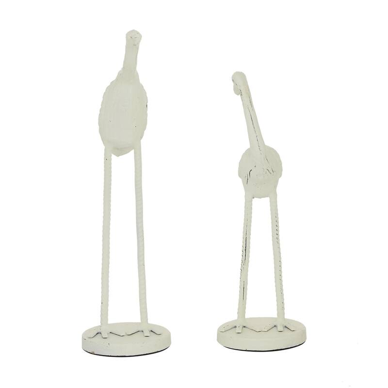 Metal Bird Decorative Sculpture - Set of 2 White - Roche River Decor