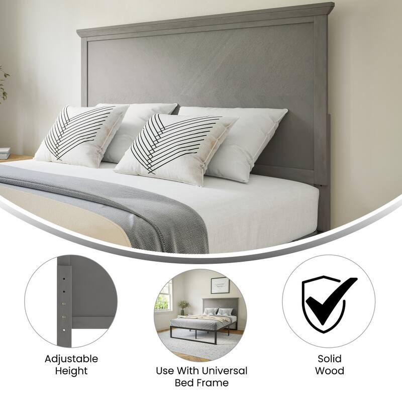 Solid Wood Herringbone Patterned Headboard Only