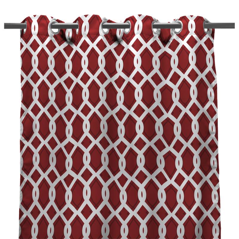 54" x 96" Solid Grommet Semi-Sheer Outdoor Curtain Panel - Pompei Red/White