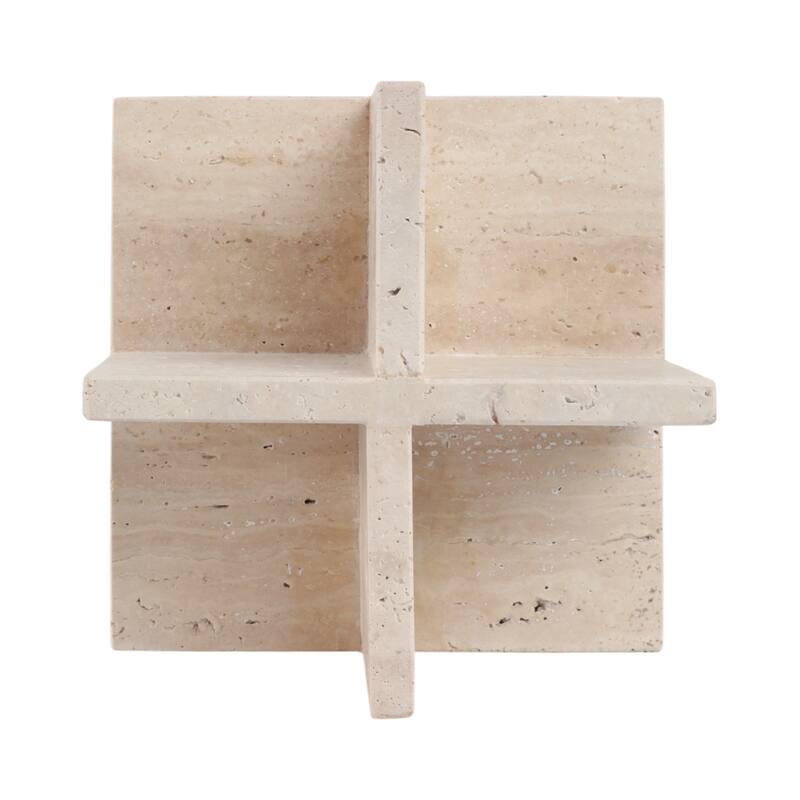 Stone and Travertine Solid Modern Geometric Decorative Object