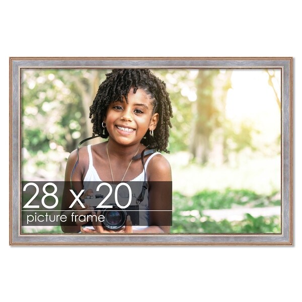 28x20 Contemporary Antique Silver Complete Wood Picture Frame with
