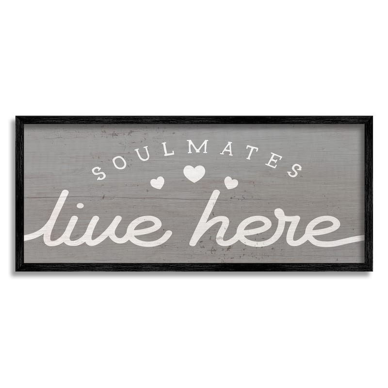 Stupell Soulmates Live Here Phrase Romantic Inspiration Heart Trio Framed Wall Art