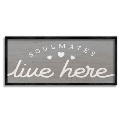 Stupell Soulmates Live Here Phrase Romantic Inspiration Heart Trio Framed Wall Art