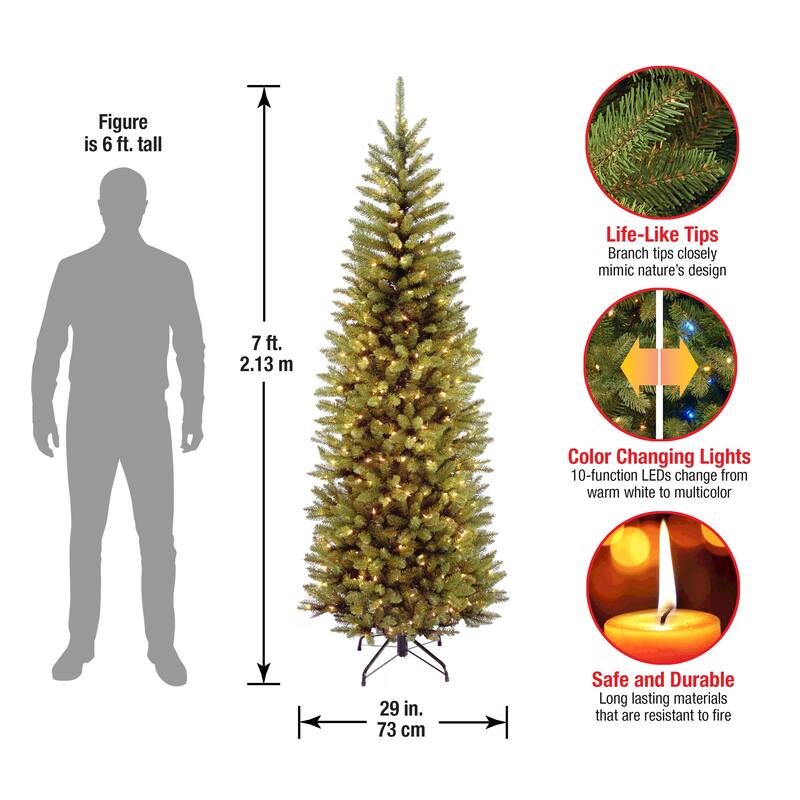 National Tree Company 7 ft. PowerConnect Kingswood Fir Pencil Tree with Dual Color LED Lights