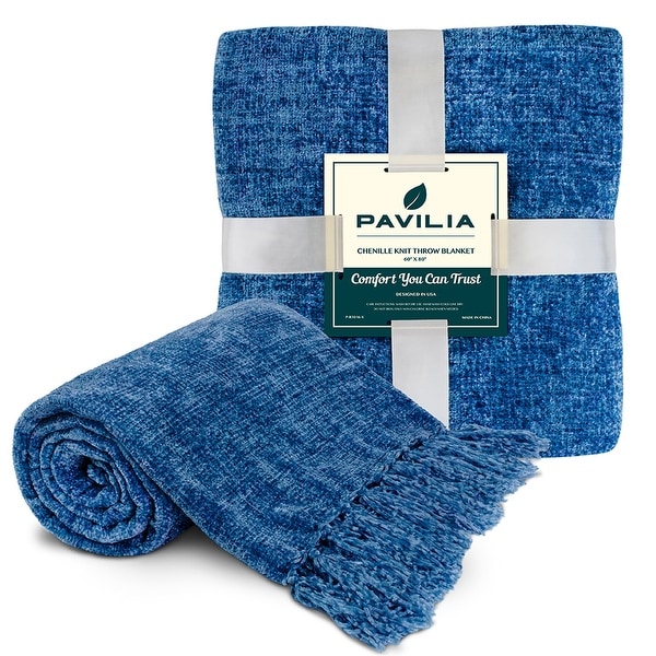 Chenille hot sale blue throw