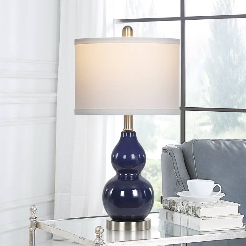 Navy Blue Ceramic Table Lamps with Gourd Style (Set of 2) - 11'' x 11'' x 22'' (L x W x H)