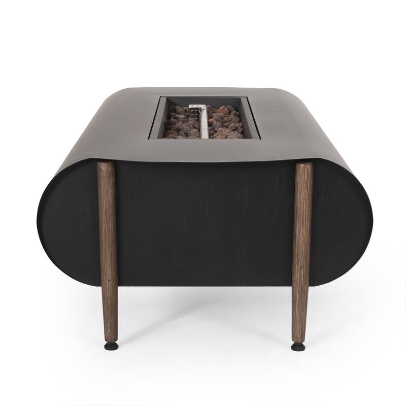 50 in. W x 25.5 in. D x 15.25 in. H Rectangle Propane Burning Outdoor Fire Pit in Dark Gray