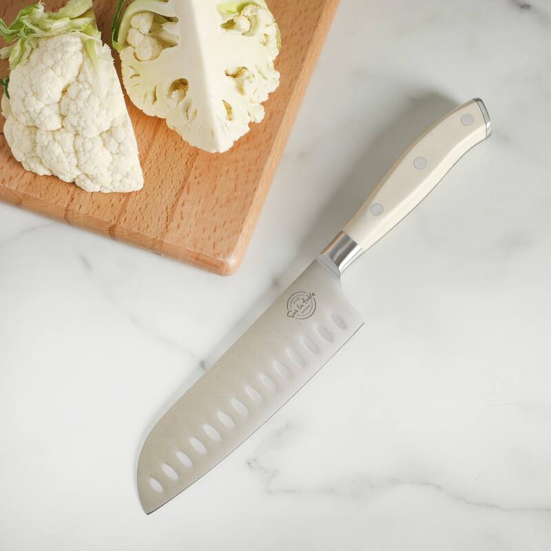 Sur La Table Kitchen Essential Tasting Kitchen German Steel Forged Full Tang Prfessional Knife with White Handle