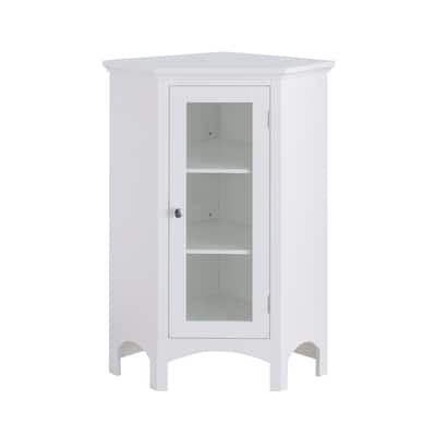 Madison White Corner Floor Cabinet - 17"L x 24.75"W x 32"H