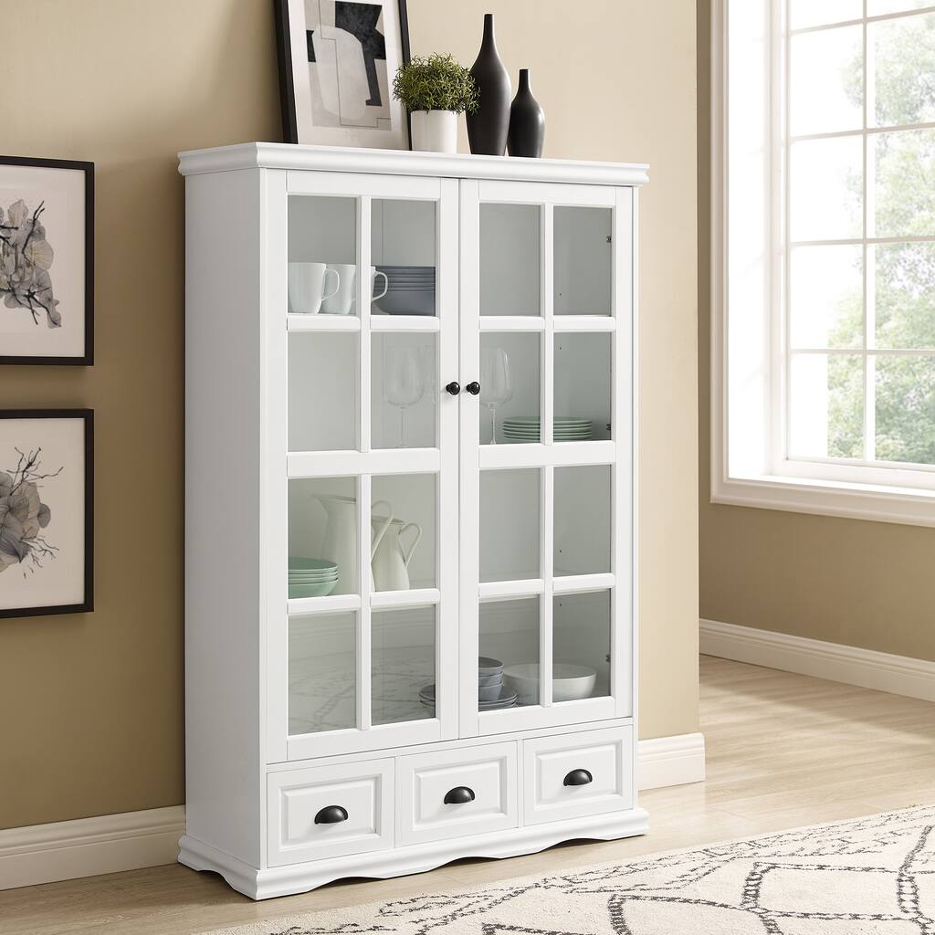 Storage Cabinet with Tempered Glass Doors