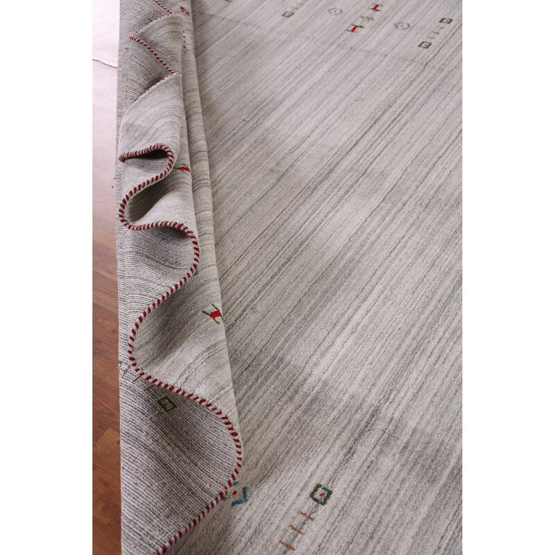 Hand Knotted Oriental 100% Wool Carpet Tribal Animal Pictorial Greys & Charcoal Gabbeh Area Rug - 9' 10'' X 7' 10''