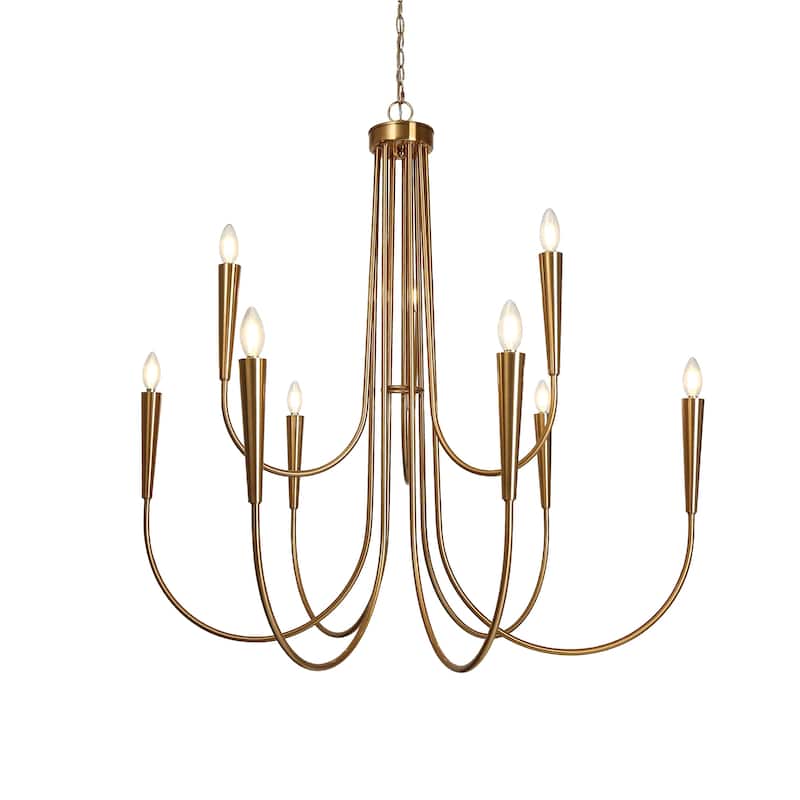 Modern Gold 9-Light Classic Candle Chandelier for Dining Living Room - Deep Gold - W41.2"*H40.1"