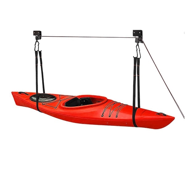 Great Working Tools Hanging Kayak Canoe Hoist Lift, 2 Pulley System - 125 lb Cap - Black. Opens flyout.