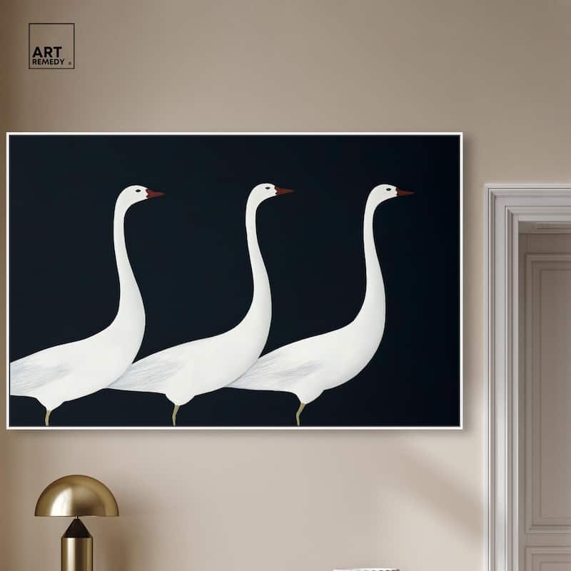 Trio of Swans Canvas by Art Remedy