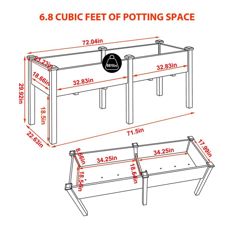 VEIKOUS Raised Garden Bed Outdoor, 6.8 Cu.Ft Large Planting Space, Solid Cedar Wood Planter Box