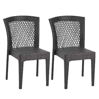 Set of 2 Outdoor Dining Chairs - Stackable Design with UV-Resistant PE Rattan & Steel Frame, 400lbs - Patio, Garden, Balcony