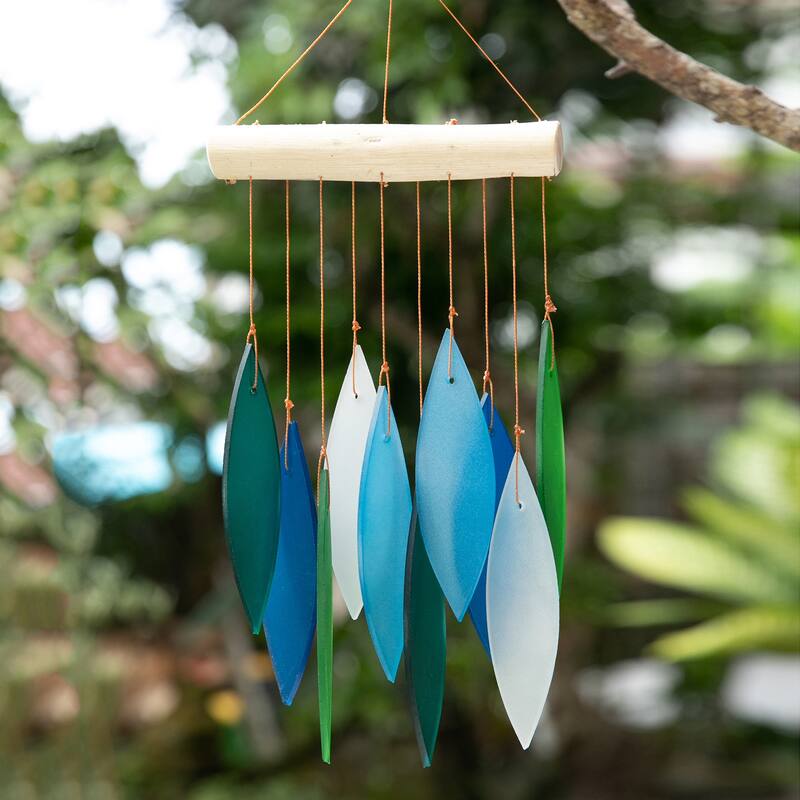Novica Handmade Rhythm Of Life Wood And Glass Wind Chime