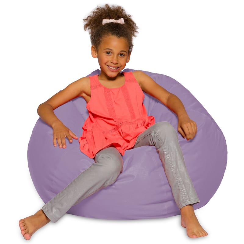 Kids Bean Bag Chair, Big Comfy Chair - Machine Washable Cover - 38 Inch Large - Heather Lavender