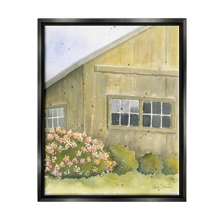 Stupell Cottage Floral Bushes Painting Framed Floater Canvas Wall Art ...