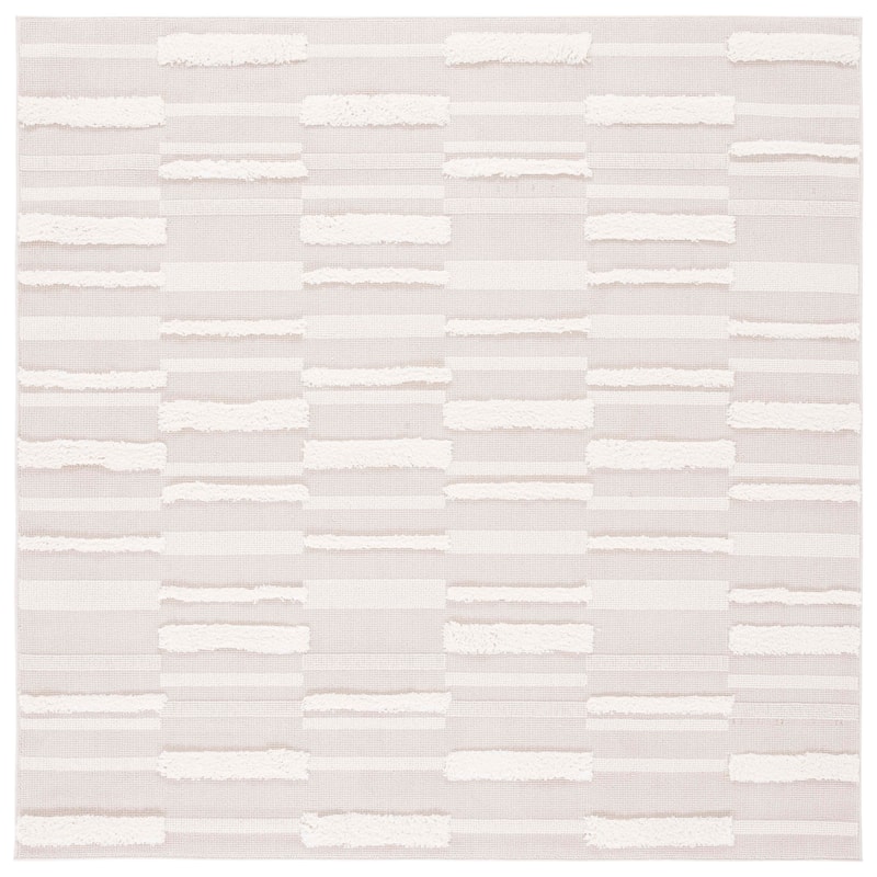 SAFAVIEH Trends Besse Geometric Rug - 6'7" Square - Beige/Ivory