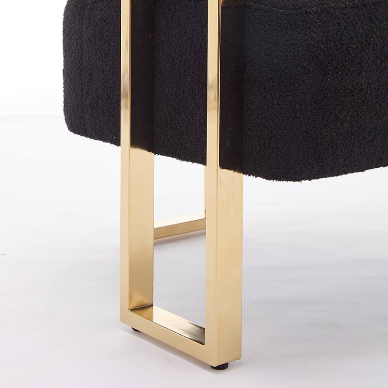 Teddy Fleece Modern Accent Chair with Gold Metal Legs and High-Rebound Cushion