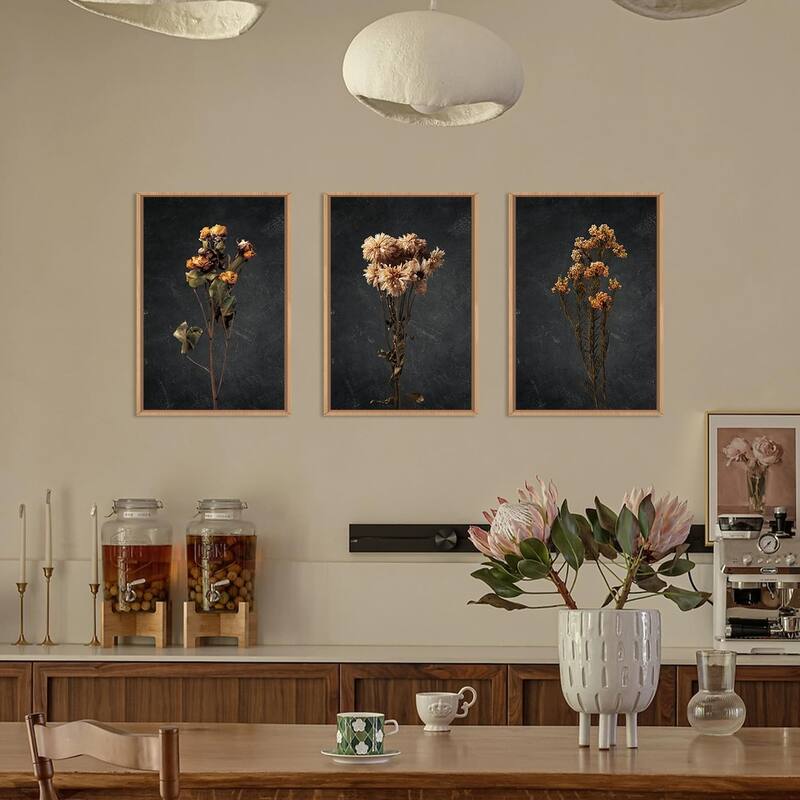 Boho Floral Framed Canvas Wall Art Set