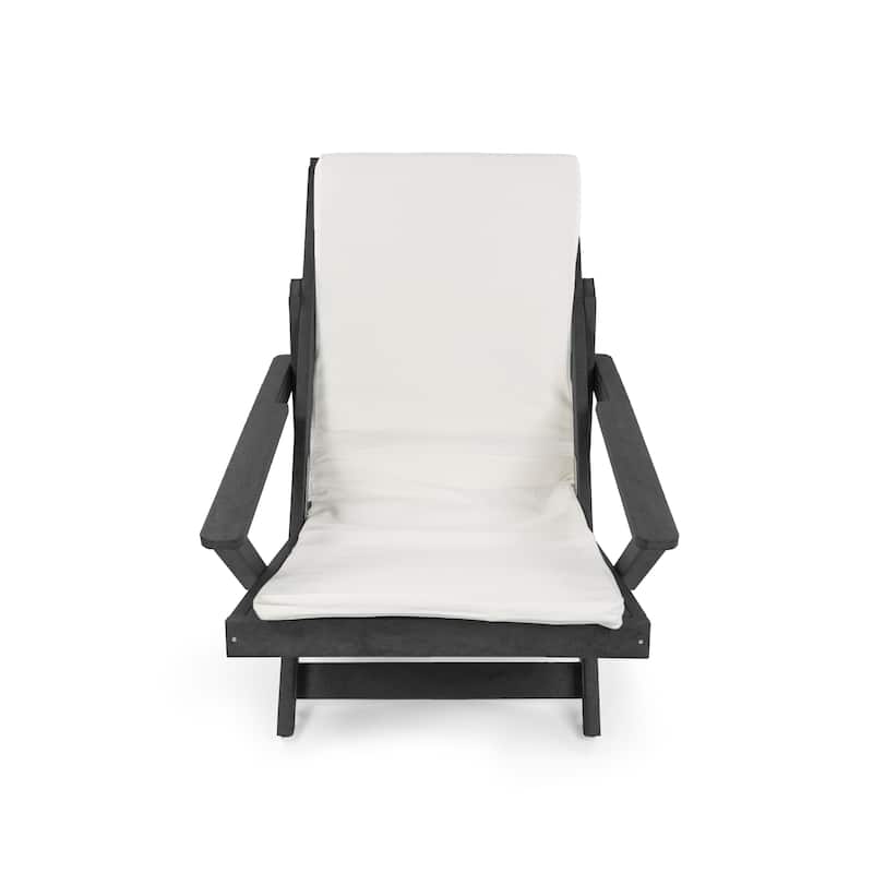 Aspen Fully Assembled All-Weather HDPE Outdoor Folding Lounge Chair with Removable Cushion