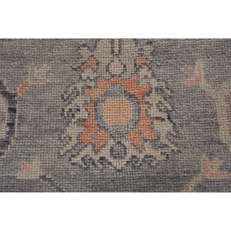 Hand Knotted Oriental 100% Wool Carpet Transitional All-Over Greys & Charcoal Oushak Area Rug - 12' 4'' X 8' 11''