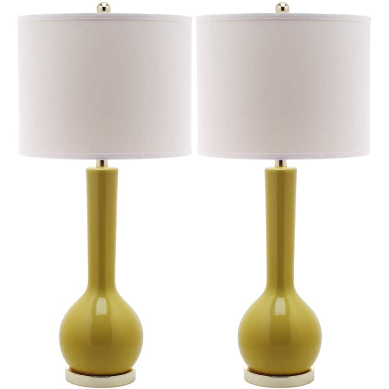 SAFAVIEH Lighting Brigid 31-inch Long Neck Ceramic White Table Lamp (Set of 2) - 14"x14"x30.5" - 14Wx14Dx31H