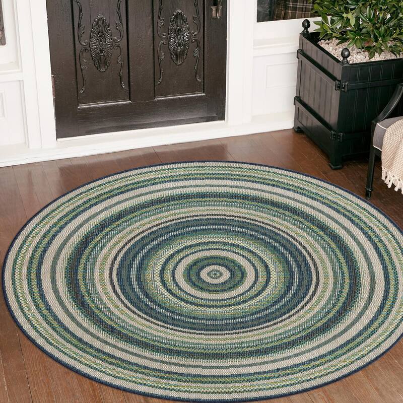 Outdoor Atelier Collection Area Rug - Blue - 7'10" Round