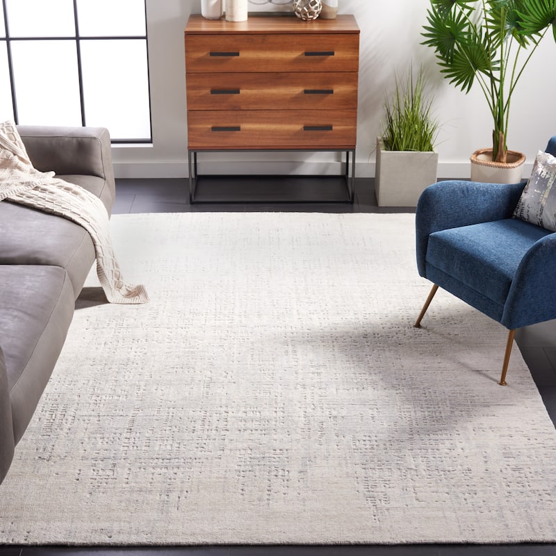SAFAVIEH Handmade Mirage Blythe Modern Abstract Wool Rug - 9' x 12' - Light Beige/Grey
