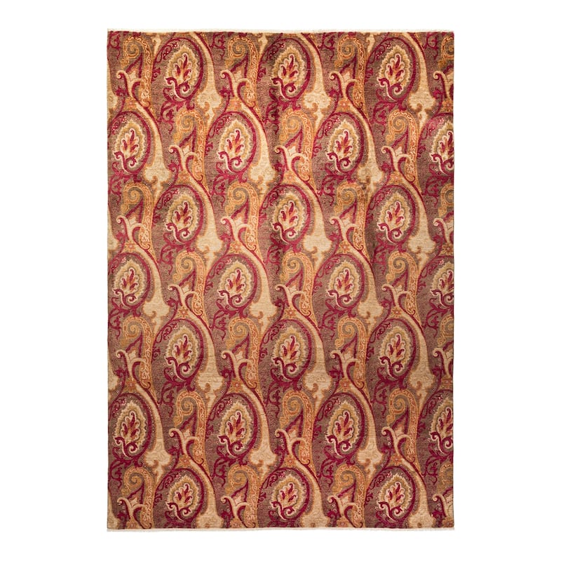 Overton Hand Knotted Wool Vintage Inspired Modern Contemporary Suzani Brown Area Rug - 10' 1" x 14' 2"