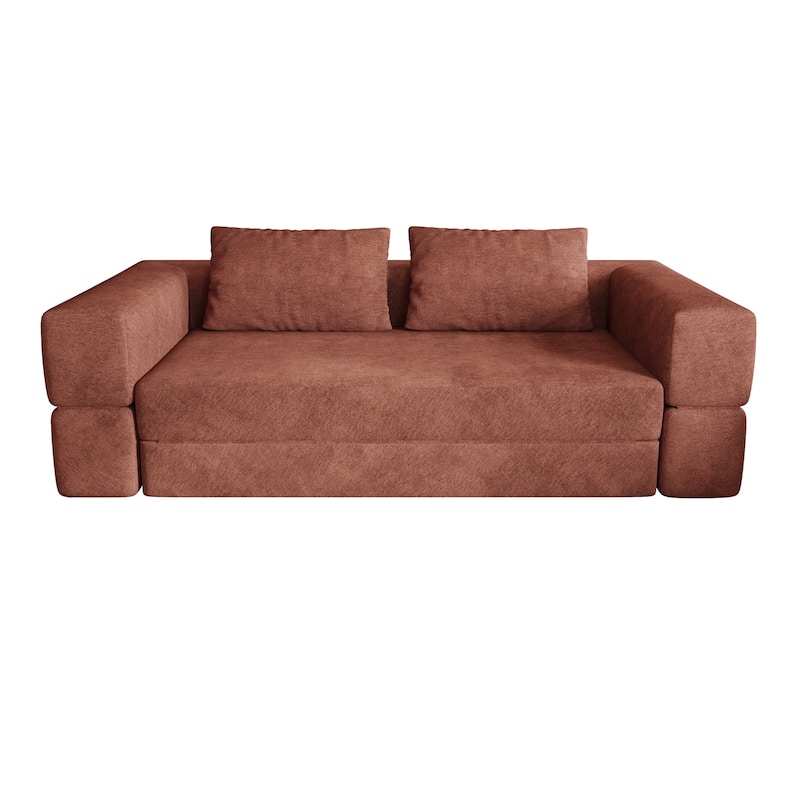 Folding Memory Foam Sleeper Sofa Bed Chenille Floor Couch Convertible into Sleeping Mattress with Rectangle Pillow and Cushions