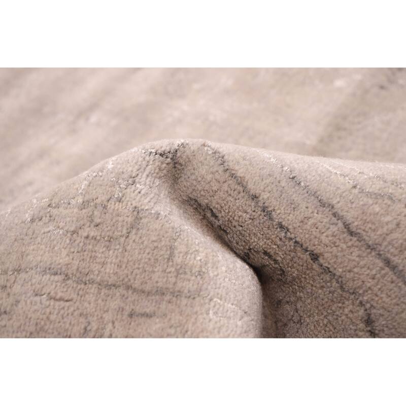 ECARPETGALLERY Hand Loomed Elysian Light Grey Viscose, Wool Rug - 7'11 x 11'1