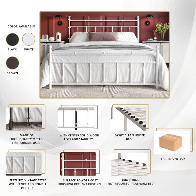 CraftPorch Victoria Style Metal Platform Bed