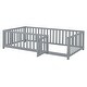 preview thumbnail 93 of 118, Roomfitters Twin Size Wood Daybed with Fence Guardrails, 2 Storage Drawers, Convertible Floor Bed, and Built-In Shelving