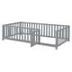 preview thumbnail 113 of 118, Wood Cribs Convertible Toddler Bed with Fence Guardrails and 2 Drawers Split into Independent Floor Bed and Daybed Slat Support