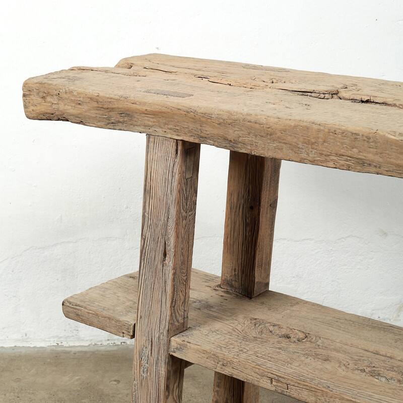 Approx. 76 Inches Wide Vintage Console Table with Shelf Weathered Natural
