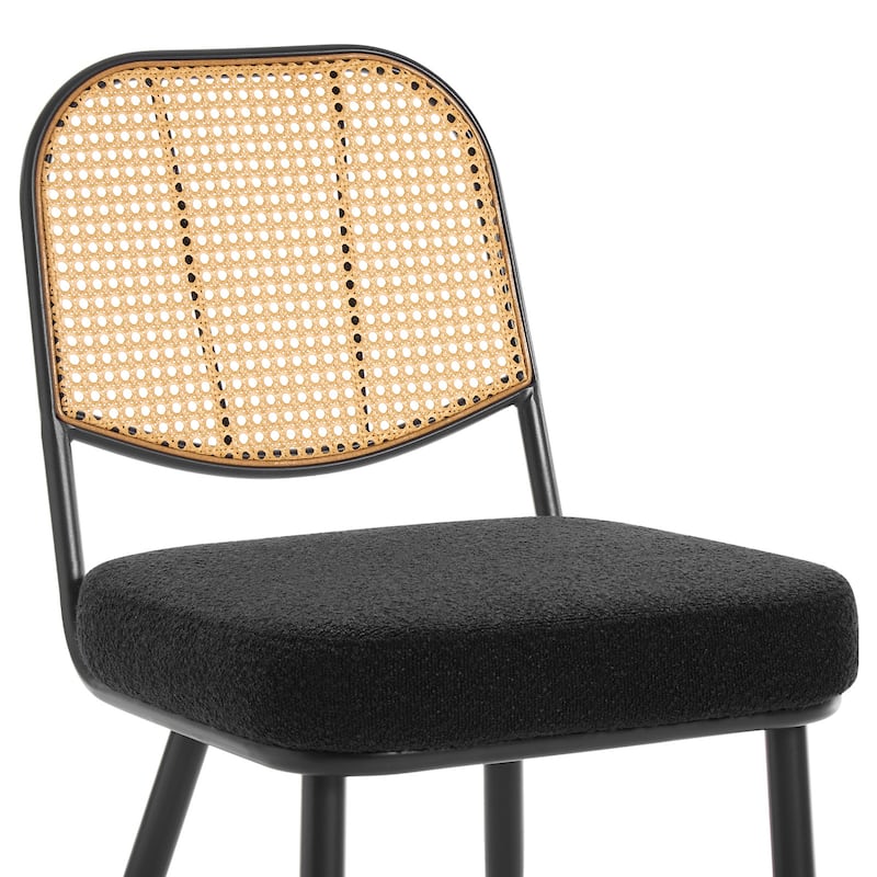 Upholstered Rattan Dining Chairs Set of 2 Side Chair - 33.86"H x 18.9"W x 22.83"D