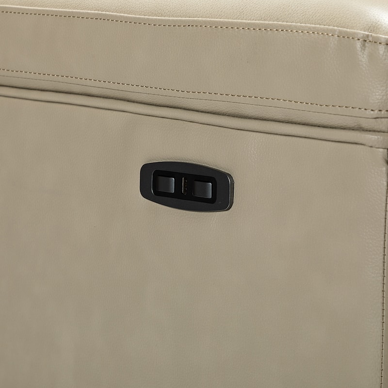 Alicia 34.65" Wide Contemporary Classic Genuine Leather Power Recliner With USB Port, Set of 2
