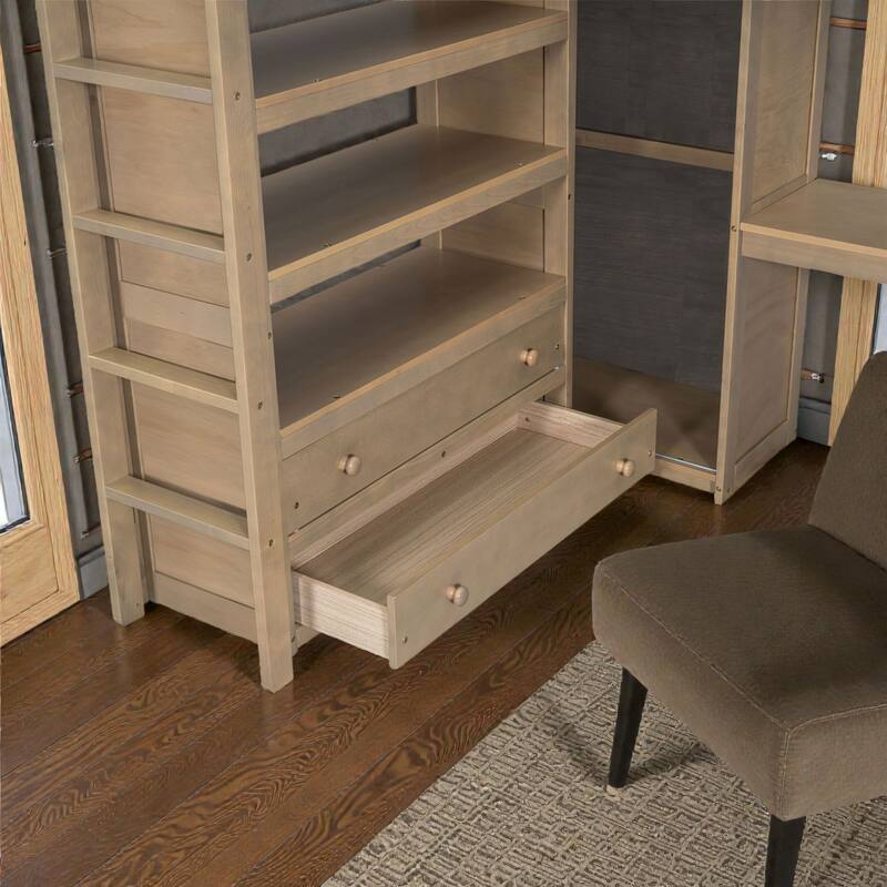 Full Size Wood Loft Bed with Wardrobe, Desk, Storage Shelves and Drawers, Space Saving Design, No Box Spring Needed