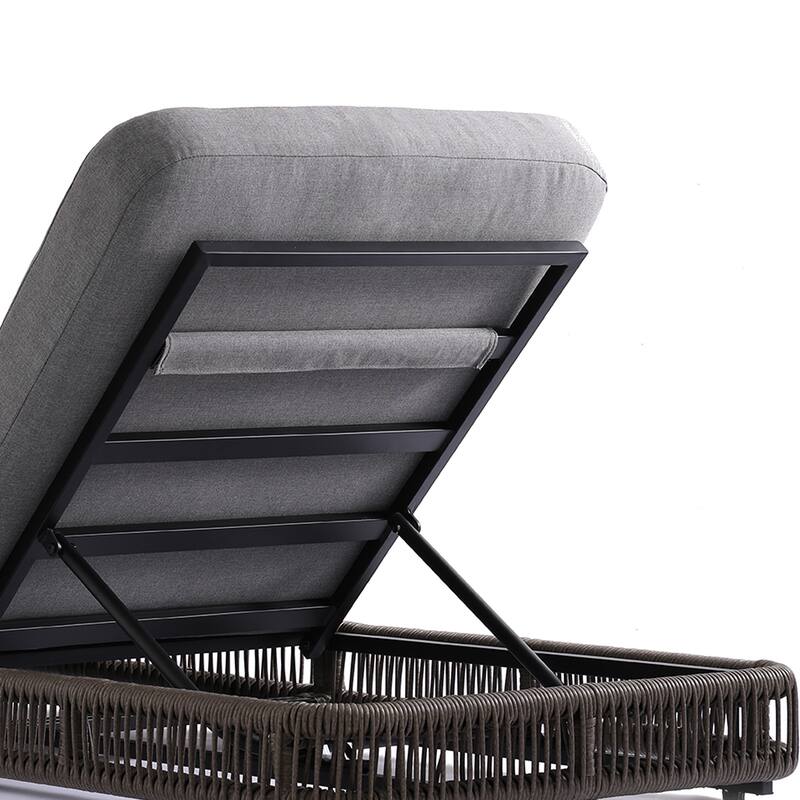 Outdoor Chaise Lounge Chair with Adjustable Backrest Patio Pool Lounge