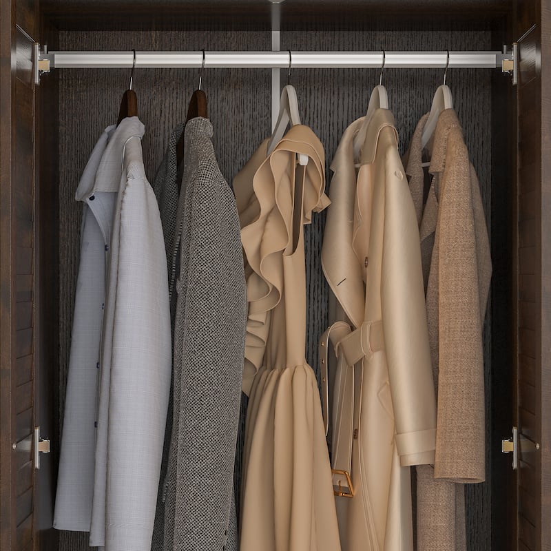 Modern 4-Door Wood Bedroom Armoire in White Closet Cabinet Wardrobe