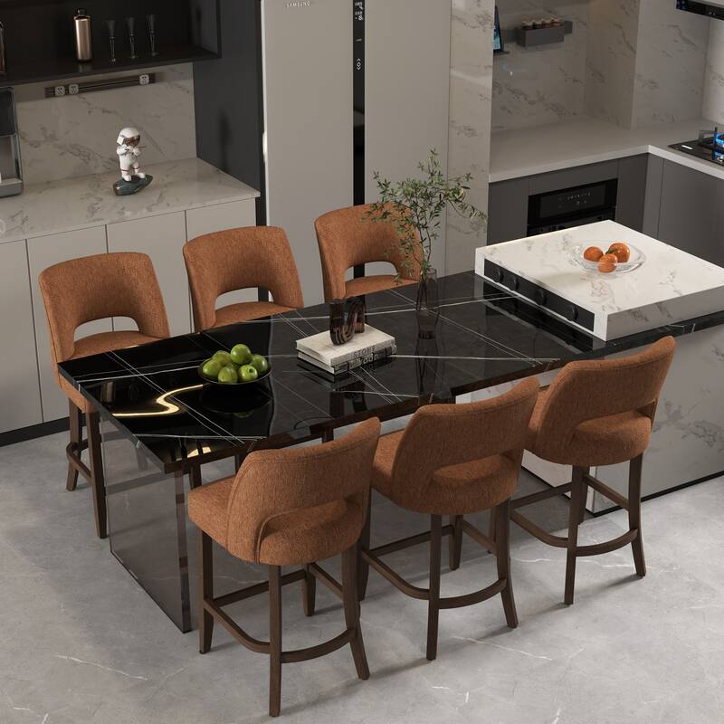 Set of 2/4/6,Upholstered Counter Height Bar Stools,Modern Counter Stools with Wood Legs for Kitchen Island Dining Room Bar