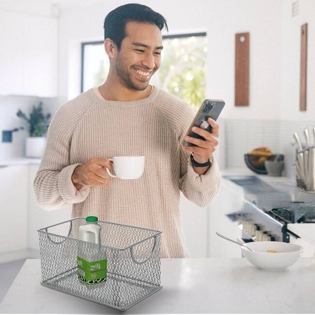 YBM Home All-Purpose Wire Mesh Storage Baskets: Organize Your Home with Open Bin Shelf Storage, Pack of 2