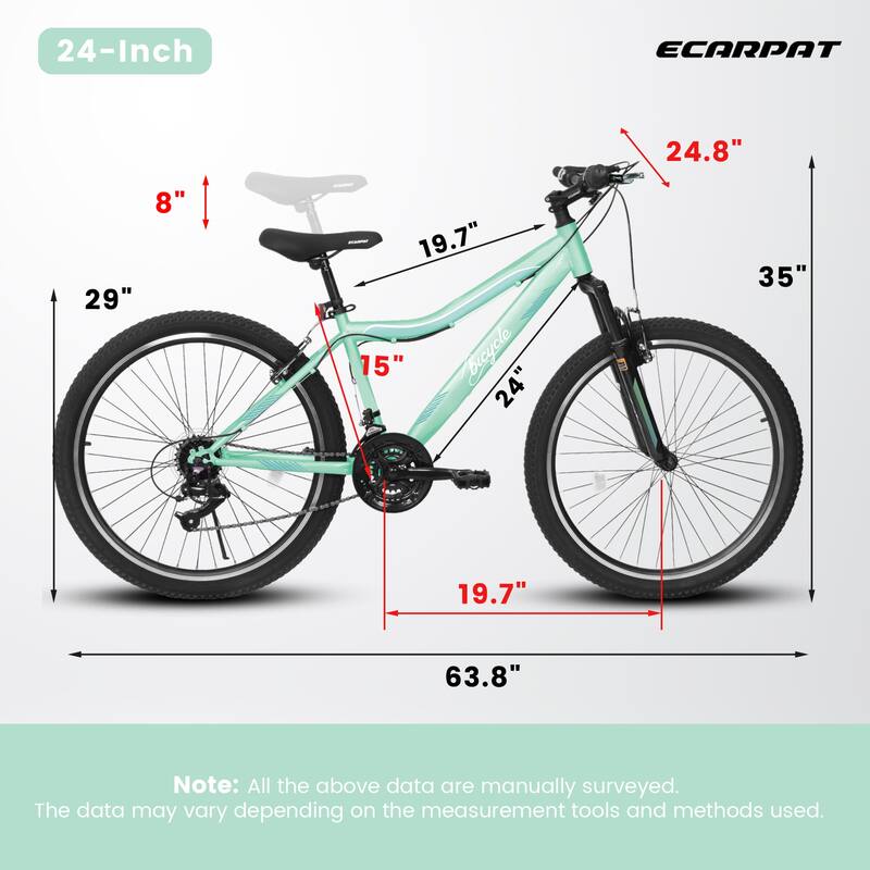 Mountain Bike High-Density Carbon Steel Frame, 21 Speed Road Bicycle with Front Suspension, Dual V-Brakes, 80% Pre-Assembled